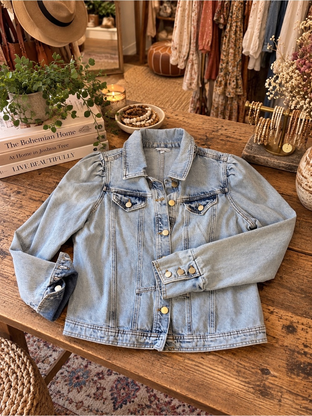 Women's Light Blue Denim Jacket - Classic Button-Front Jean Jacket